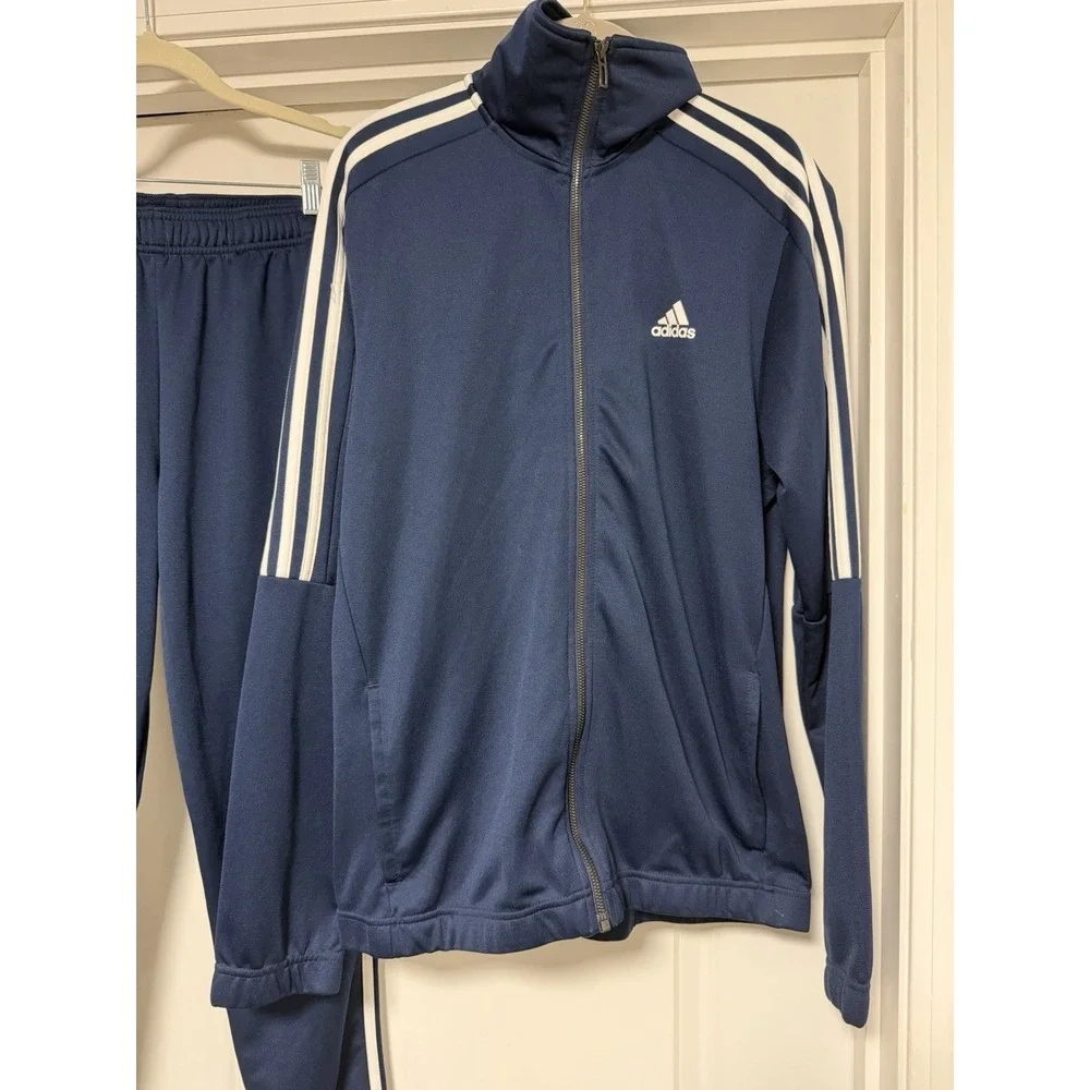 Adidas 3-Stripes Men's Training Tracksuit, Full Zip Top & Jogger Pants, Navy, M